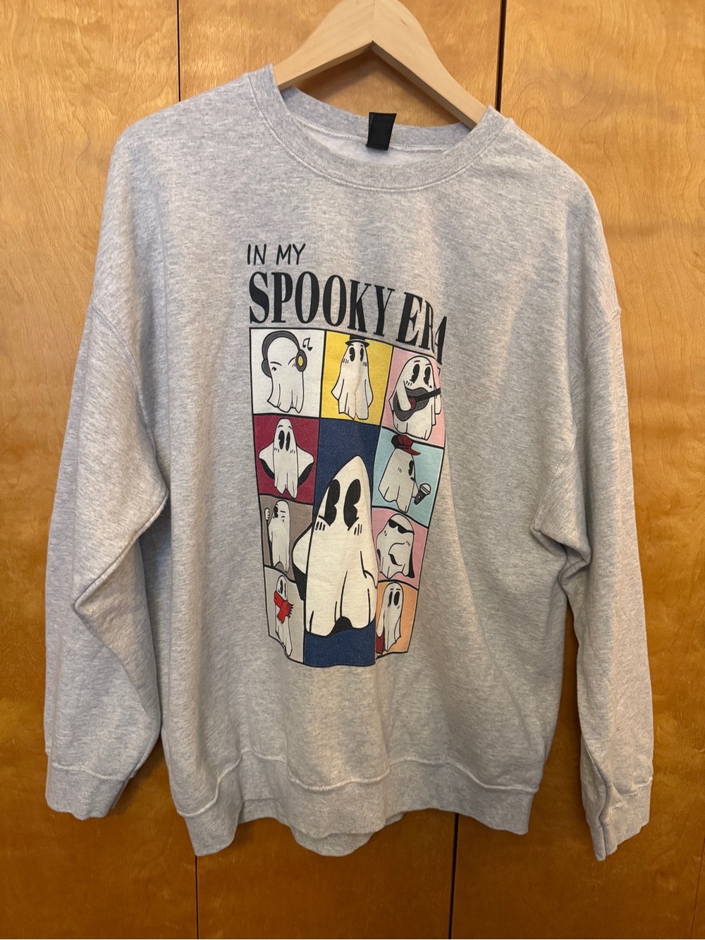 In My Spooky Era Heather Gray Ghost Graphic Crewneck sweatshirt unisex size XL
